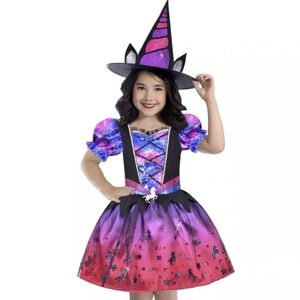 Unicorn Witch Youth Girls Size Medium 7-8 Dress, Hat NWT